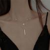 Necklace Geometric Strip Flash Diamond Round Double Necklace Women'S Fashion Diamond Collarbone Chain Necklace