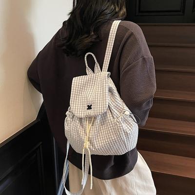Travel Backpack Women 2025 New Trendy Fashion Casual Schoolbag College Student Lightweight Plaid Hand Carry Backpack