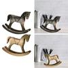 Rocking Horse Wooden Sculpture Ornament Figurine for Shelf Living Room Gift Bedroom
