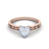 925 Sterling Silber Rose Vergoldet 0,75 Karat Herzform Mondstein Solitär Blume Gravierter Schaft Hochzeits Damen Ring