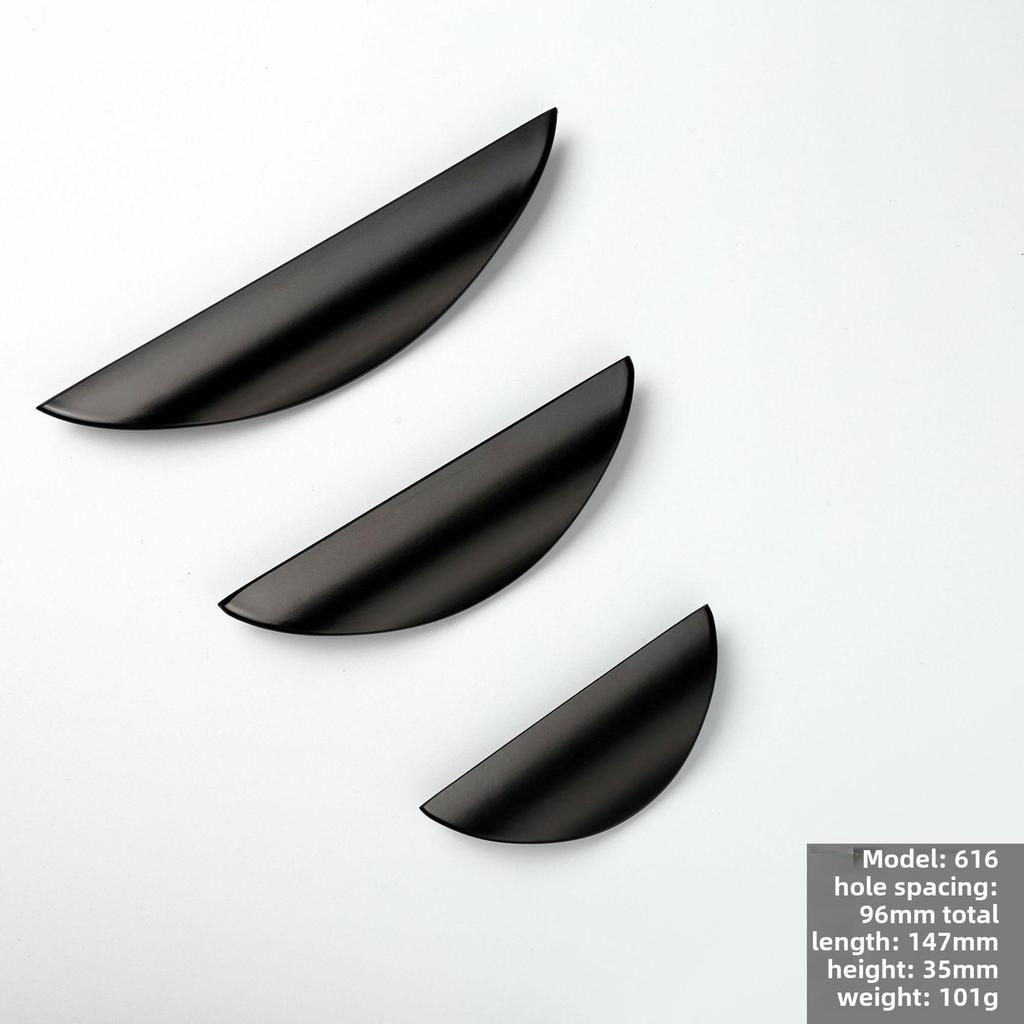 Nordic Crescent Copper Cabinet Handle - Modern Black & Gold Drawer Pull