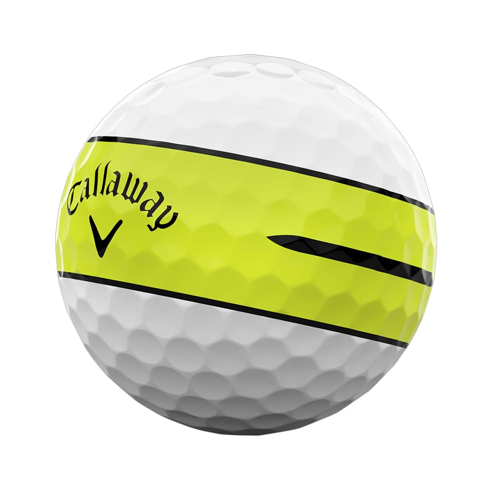 Callaway Chrome Tour 24 360 YLW Stripe Golf Balls, 4-Piece Construction, 360° Yellow Stripe and White