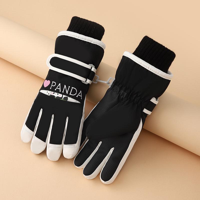 Hot Selling Outdoor Kids Sports Snowboard Custom Thermal Waterproof Children Winter Ski Gloves Free чёрный