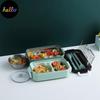 New Bento Lunch Box For Student Office Worker Double Layer Microwave Warming Lunch Food Storage Container