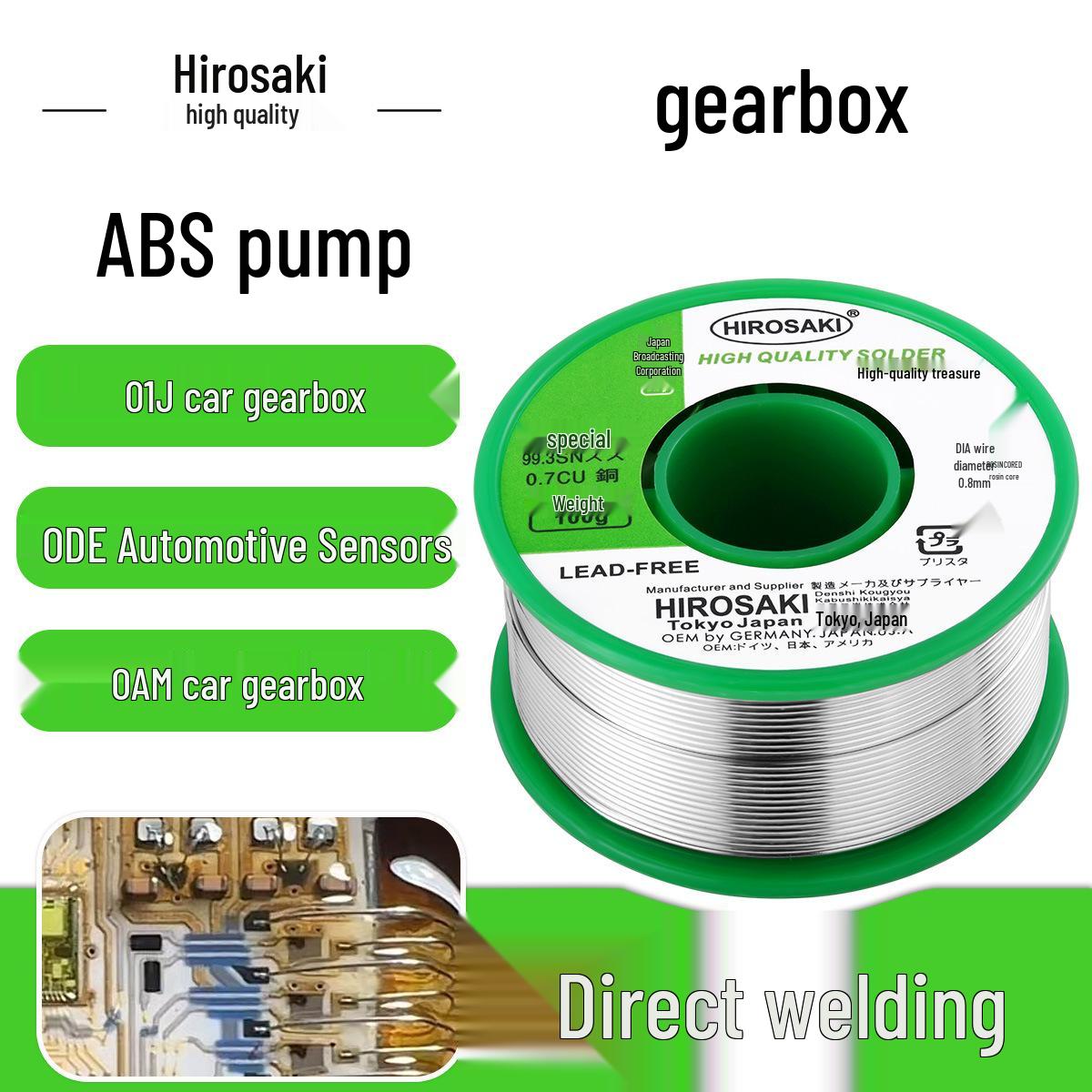 

Hirozaki Type S 01J Automotive Silver Solder Wire for ABS Gearbox Sensor and Computer Boards