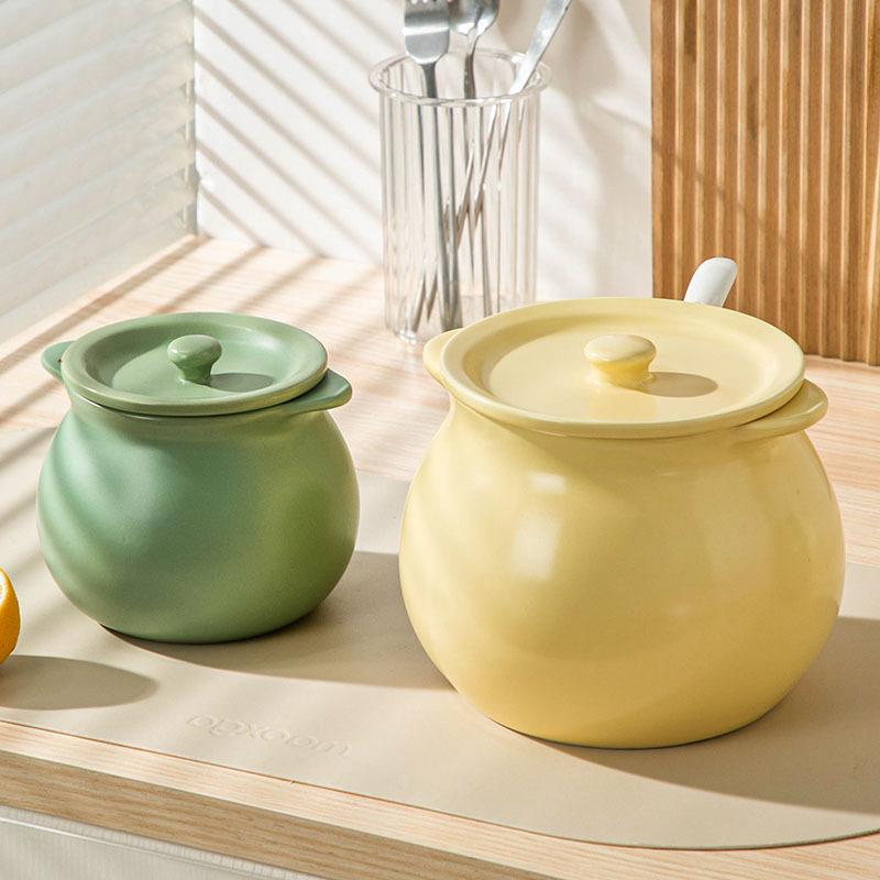 Binaural Pig Oil Tank Household Ceramic Large Capacity High Temperature Resistant Pepper Pot Kitchen Oil Pepper Seed Lard Tank