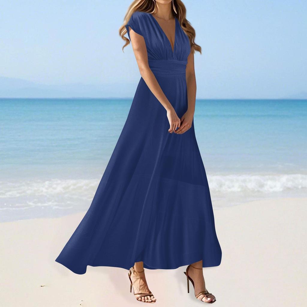 Boho Kleid für Damen Lässige lockere Passform Sommerkleid mit Tasche
