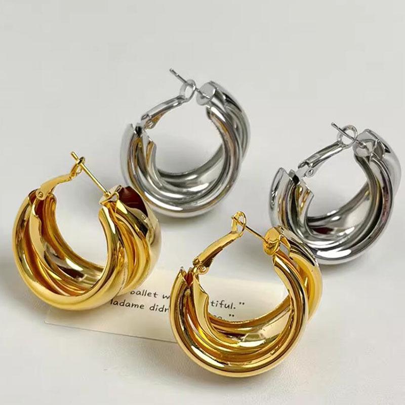 Luxury Korean Double-Layer Earrings: Autumn/Winter Cool Style Studs & Hoops