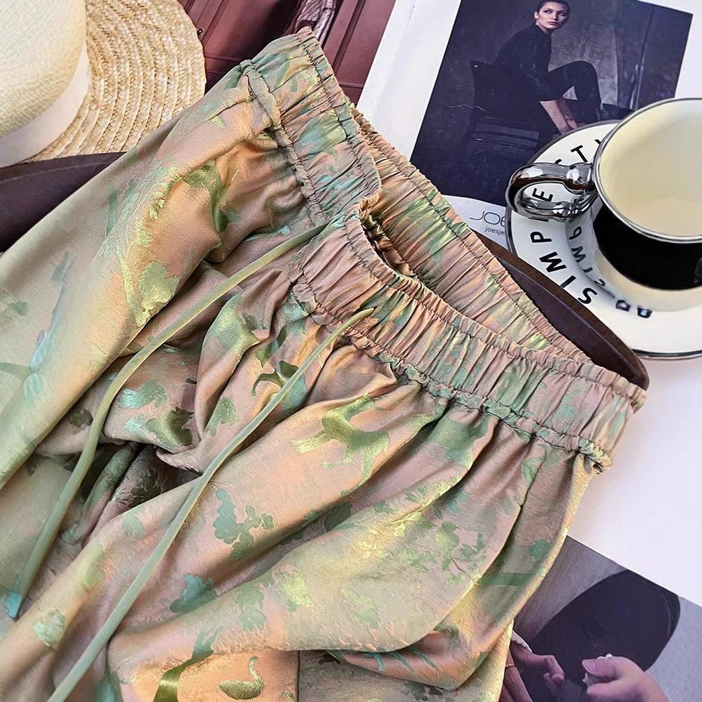 Kalhoty se širokými nohavicemi ve větších velikostech pro ženy Vintage letní styl Ležérní kalhoty inspirované Čínou Pohodlné Lehké Módní kalhoty