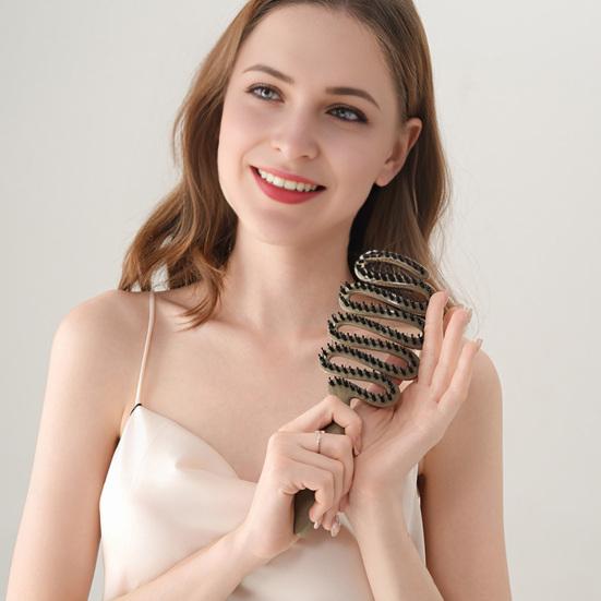 Yousheng Boar Bristle Hair Brush Portable Anti-static Vented Hair Paddle Brush Women Scalp Massage Hair Voluming Styling Detangling Comb