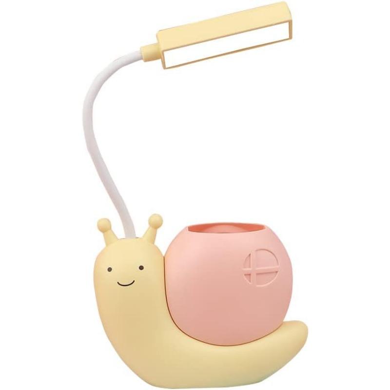 

Симпатичная детская лампа с держателем для ручки, зарядка через USB в форме улитки, защитная лампа для глаз учащихся с регулируемой шеей, сгибающейся на 360° жёлтый