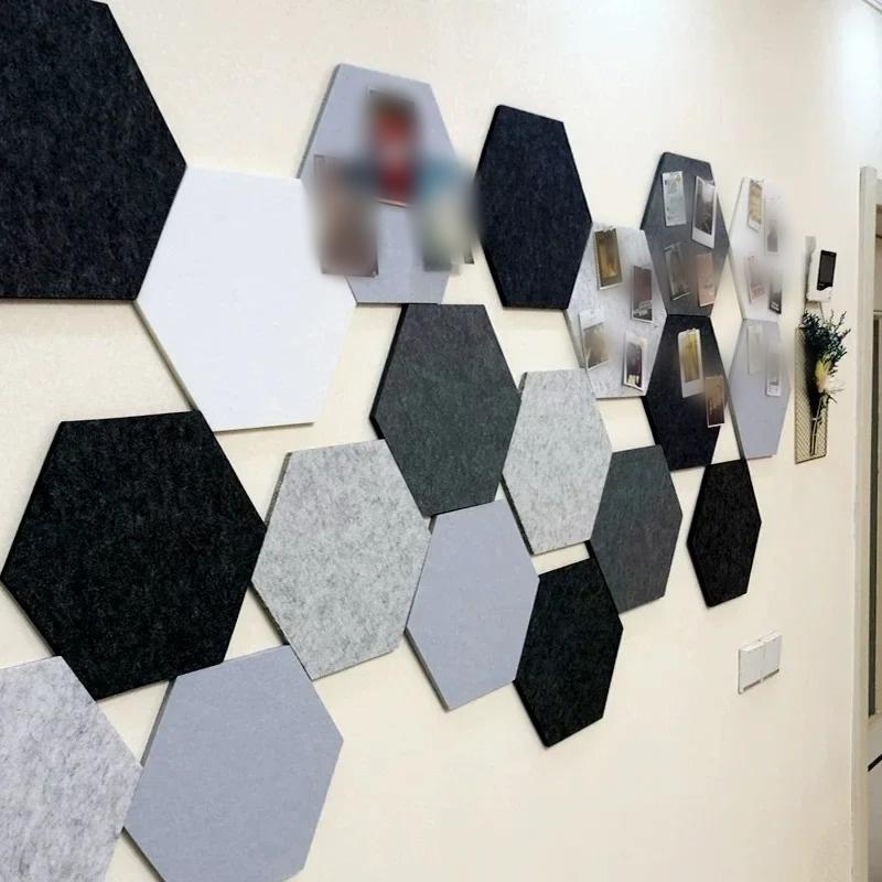 6pcs Creative Multi-functional Hexagon Felt Wall Sticker Photo Honeycomb Self-adhesive Wallpaper Home Office Boards Decoration