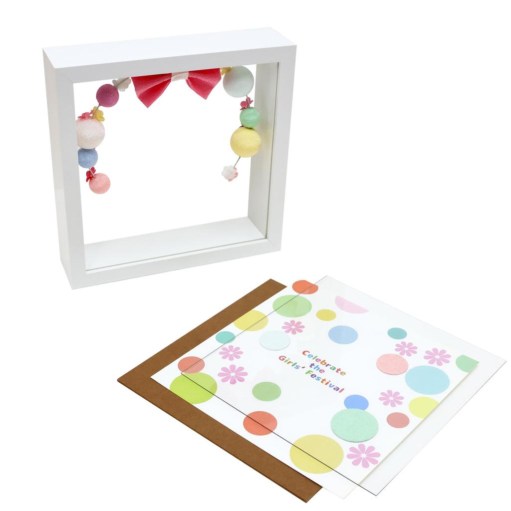 Osaka Choseido Hina Dolls, Compact Mini Hina Dolls, Hinamatsuri (Girl's Festival), Chirimen Craft, Posh Poteri Hina Frame Decoration