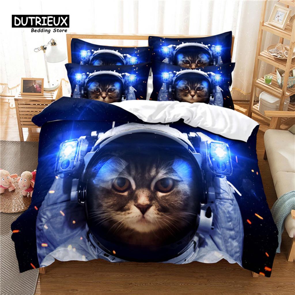 

Комплект постельного белья Lovely Cat, комплект из 3 пододеяльников, мягкий, удобный, дышащий пододеяльник, для декора спальни и гостевой комнаты EU single(135x200cm)