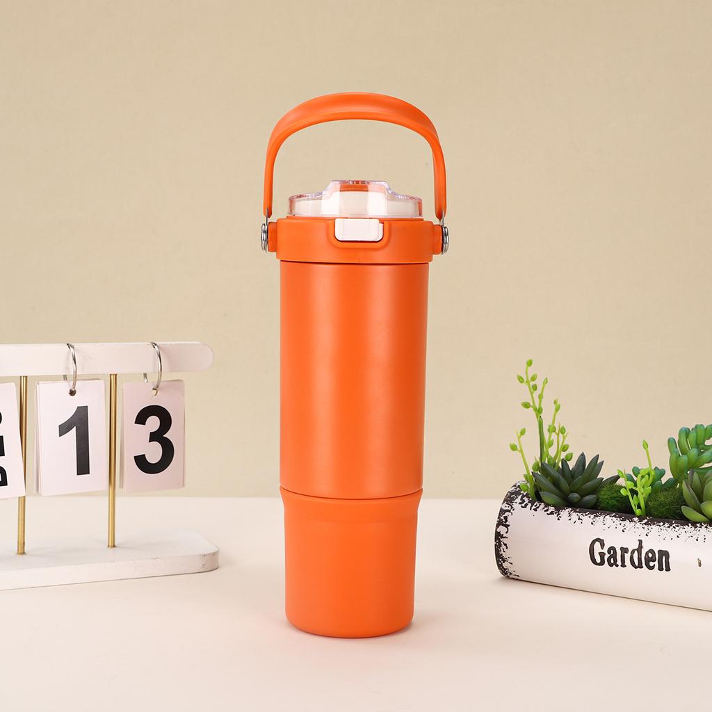 Stainless Steel Handle Car Cup Double Vacuum Spring Cover Thermos Cup Outdoor Fitness Sports Kettle