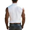 Ärmelloses Henley-Hemd für Herren aus Leinenmischung mit Brusttasche, Mehrfarbig, Lässiges Sommer-Tanktop