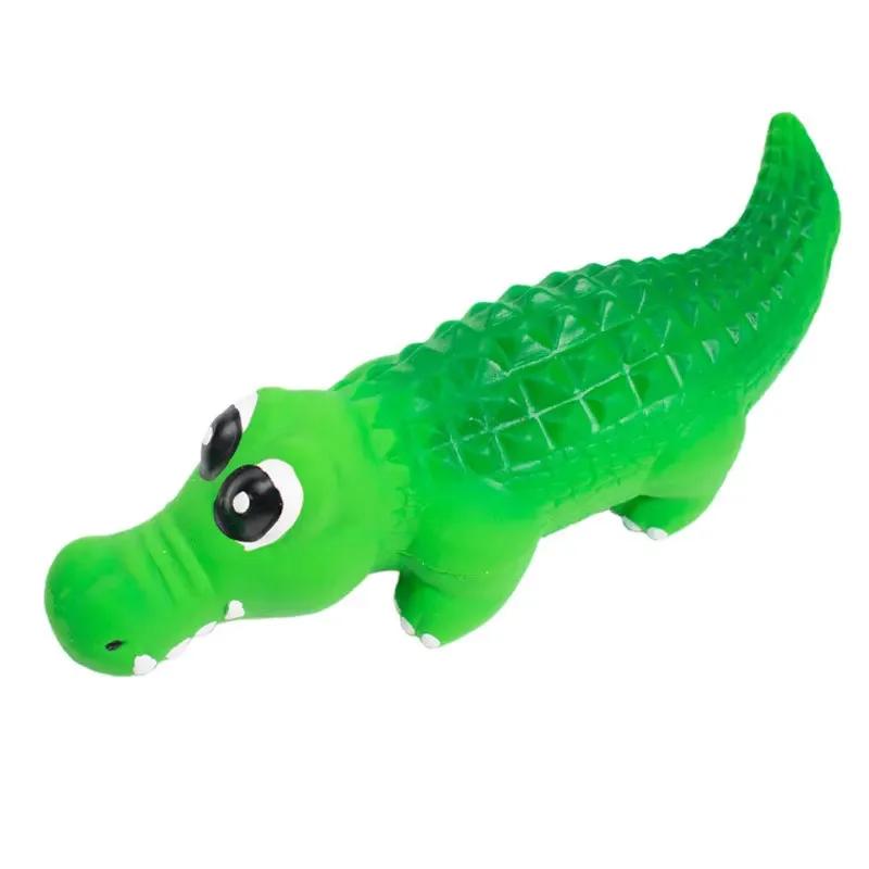 

Latex Crocodile Dog Chew Toy Durable Bite Resistant Teeth Cleaning Interactive Play Safe for Small Medium Pets Squeaky Rubber To 23x6cm зелёный