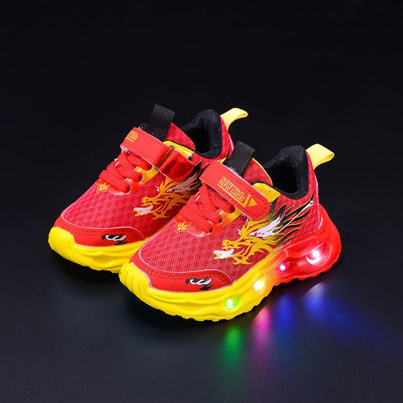 Fashion Girls Shoes Spring New LED Kids Light Shoe Soft Soled Boys' Shoes Anti Slip Child Sports Shoes Simple Girl Casual Shoe