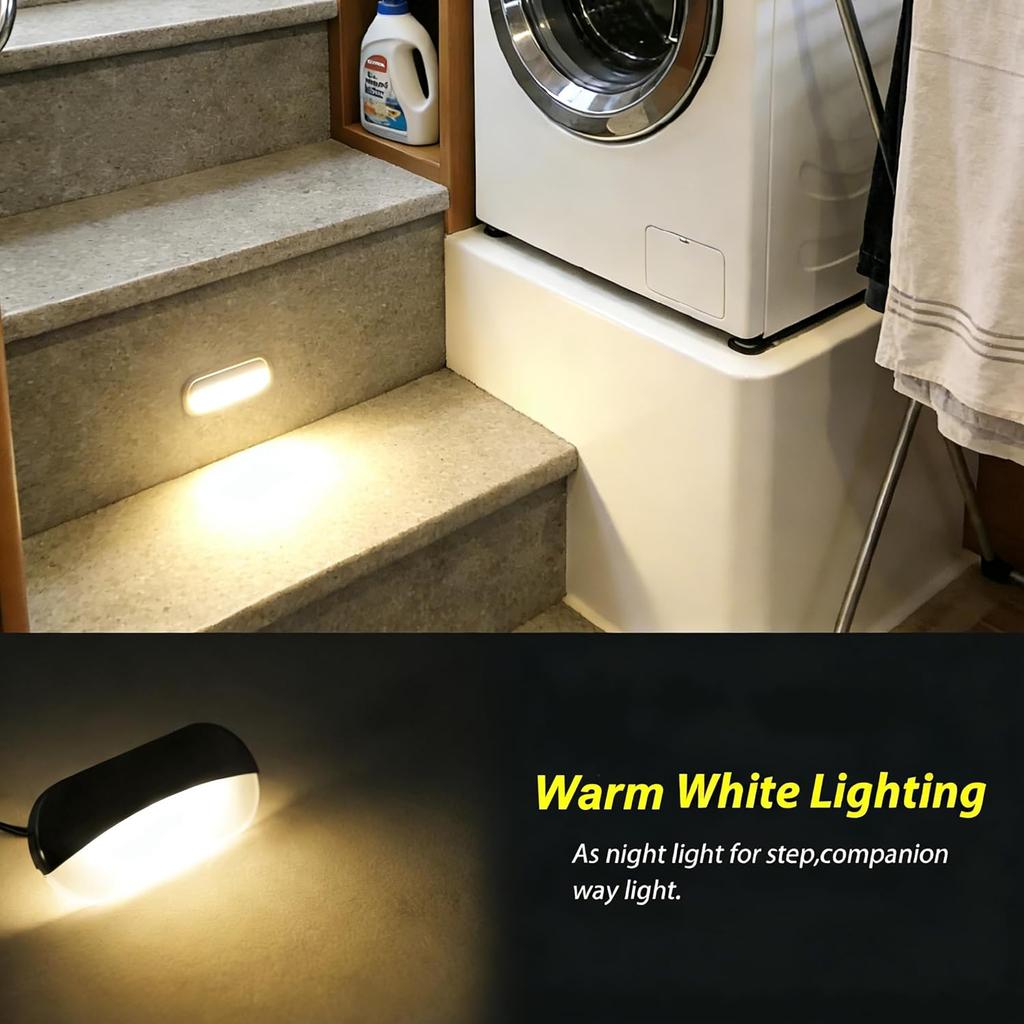 Boat Courtesy Lights 3 Inch Oval RV Step Lights with 316SS Bezel for RV Camper Marine Boat Footwell Cabin Deck Light 12V 0.1W 3000K Warm White