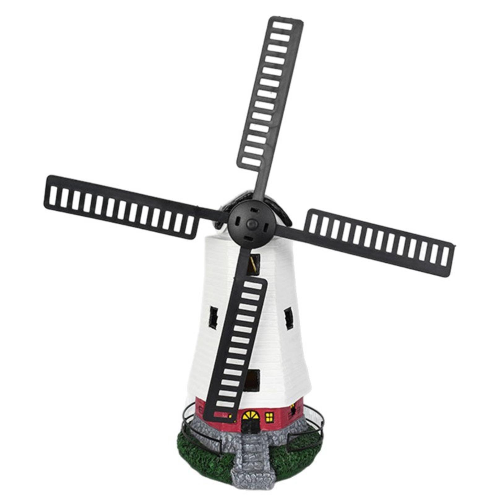 Solar-Powered Resin Decorative Ornament Outdoor Garden Courtyard Light Rotating Windmill Ornament One Size