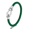 Classic Brand Horseshoe Clasp Genuine Leather Cord Bracelet Men Women Stainless Steel Wristband Handmade Creative Lover Jewelry