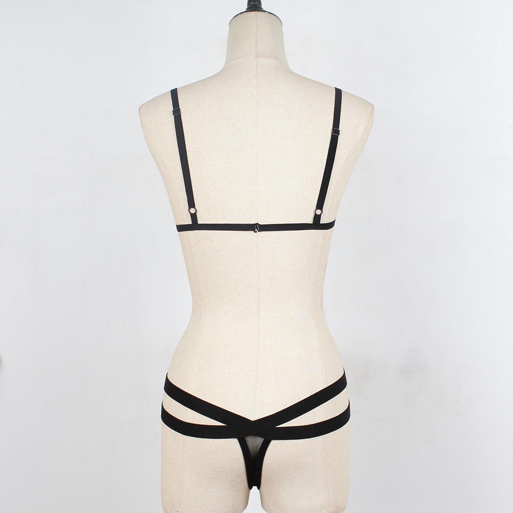 Open Bra Sexy Lingerie Women's Hollow Out Push Up Black Underwear 2 Piece Sets Hot Temptation Porno Erotic Bra With Thongs