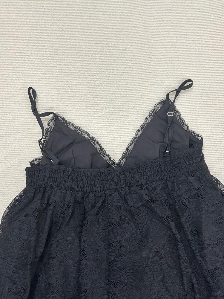 2025 Japanese Vintage Style Strap Dress Women Korean Fashion Black Lace Cami Dresses  Summer Sweet Patchwork New One Piece Dress