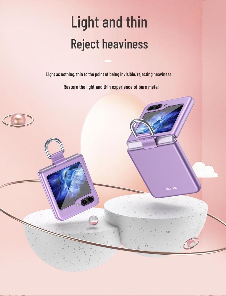 Samsung Z Flip7 Silk Ribbon Lanyard Case: Full Coverage, Skin-feel Protective Case with Ring Holder for Flip6/5.