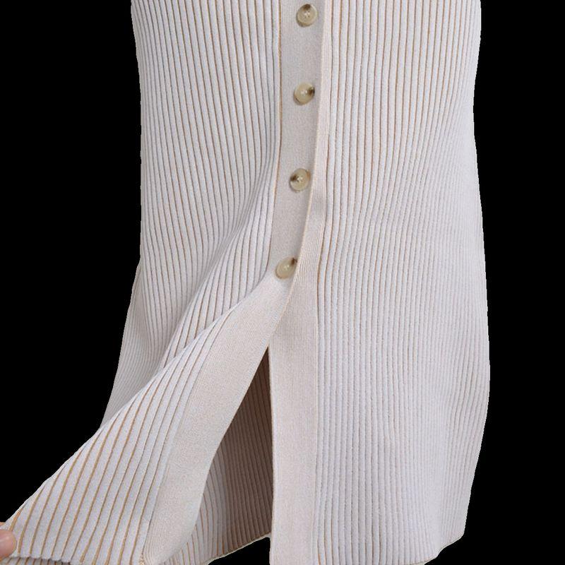 Foreign Trade Original Order Fashion Style Sexy Single-Breasted Lapel Thread Knitting Dress Women's Clothing Silm Slit Bodycon Dress