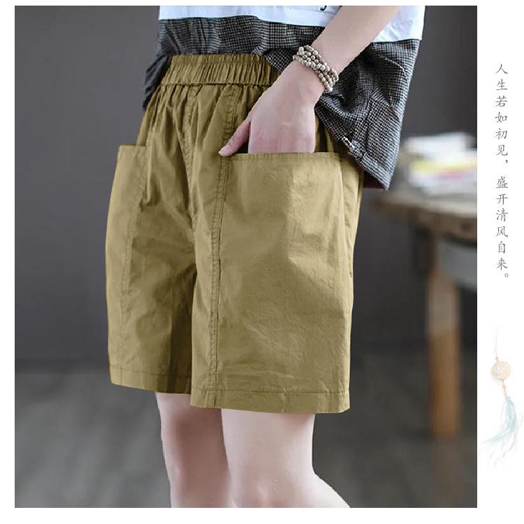 100% Cotton Short Pants Women's Summer Outside Wear High Waist Cover Thighs Show Thin Loose Five Points Casual Wide Leg Pants