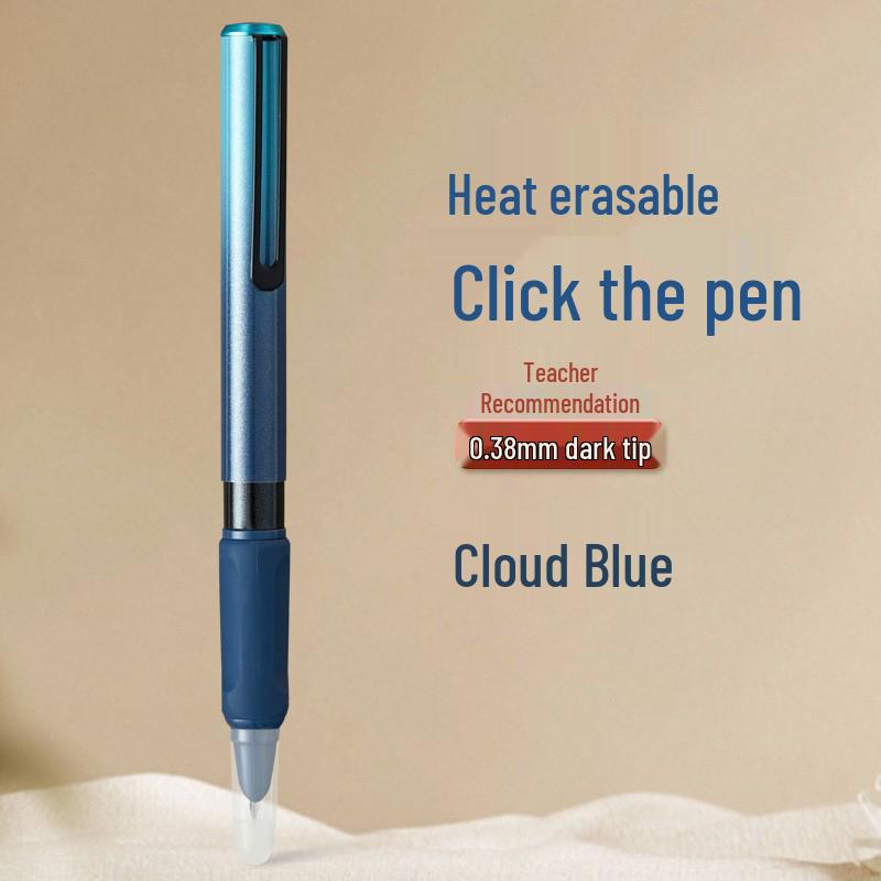 Blue Erasable Fountain Pen for Students with Refillable Heat-Erase Ink and Eraser, Ideal for Writing Practice