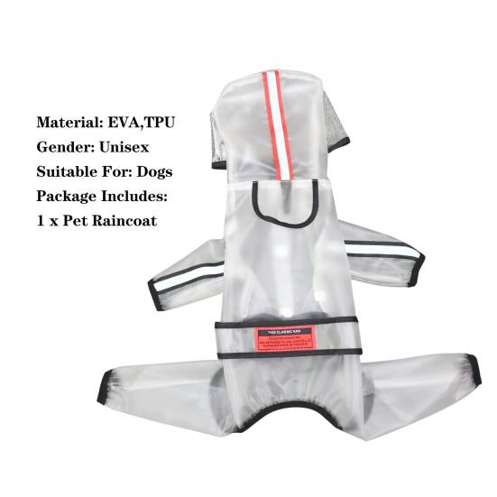Yousheng Pet Raincoat Transparent Waterproof Hooded Dog Four-legged Rain Out Clothes for Small Large Dogs