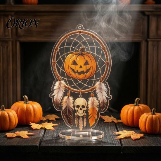 Festival Party Favors Halloween Acrylic 2D Flat Tabletop Ornament, Spooky Ghost Pumpkin Castle Desk Decorative Signs Sign for Home Office Table Shelf