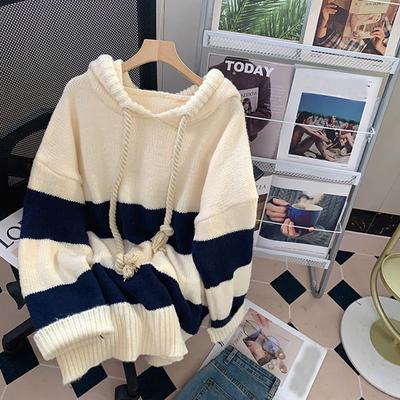 Korean Loose Hooded Sweater for Women 2023 Autumn and Winter Westernization Age Reducing Mid Length Sweater Pullover Female Tops