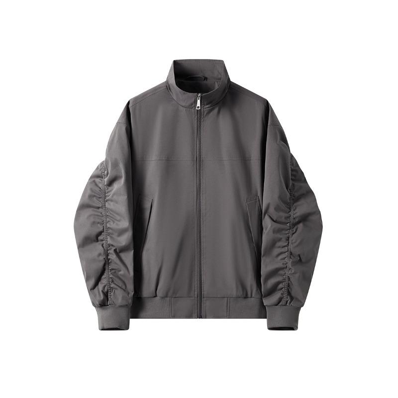 American Retro Jacket Stand-up Collar Jacket Men's Autumn and Winter Solid Color Casual Loose Zipper Jacket