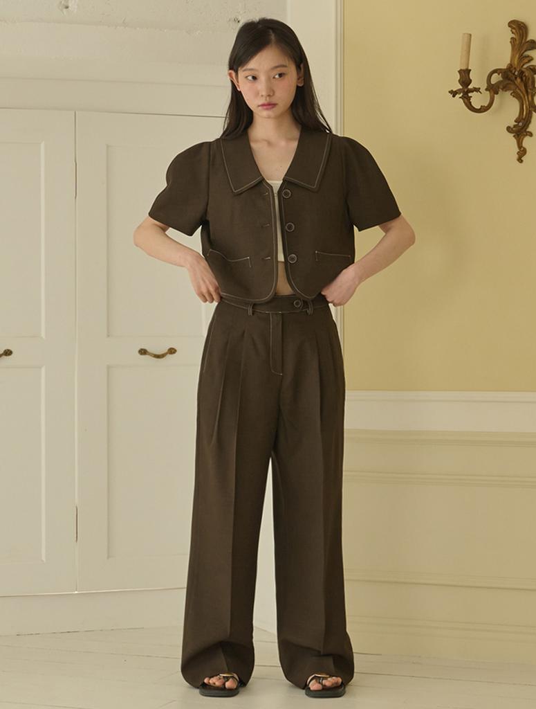 OPENING SUNSHINE Summer Double-Pleat Wide Pants_Brown
