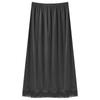 Women Stylish Clothing Elastic Waistband Lace Hem Skirt Thin Silk Satin Solid Color Inner Skirt
