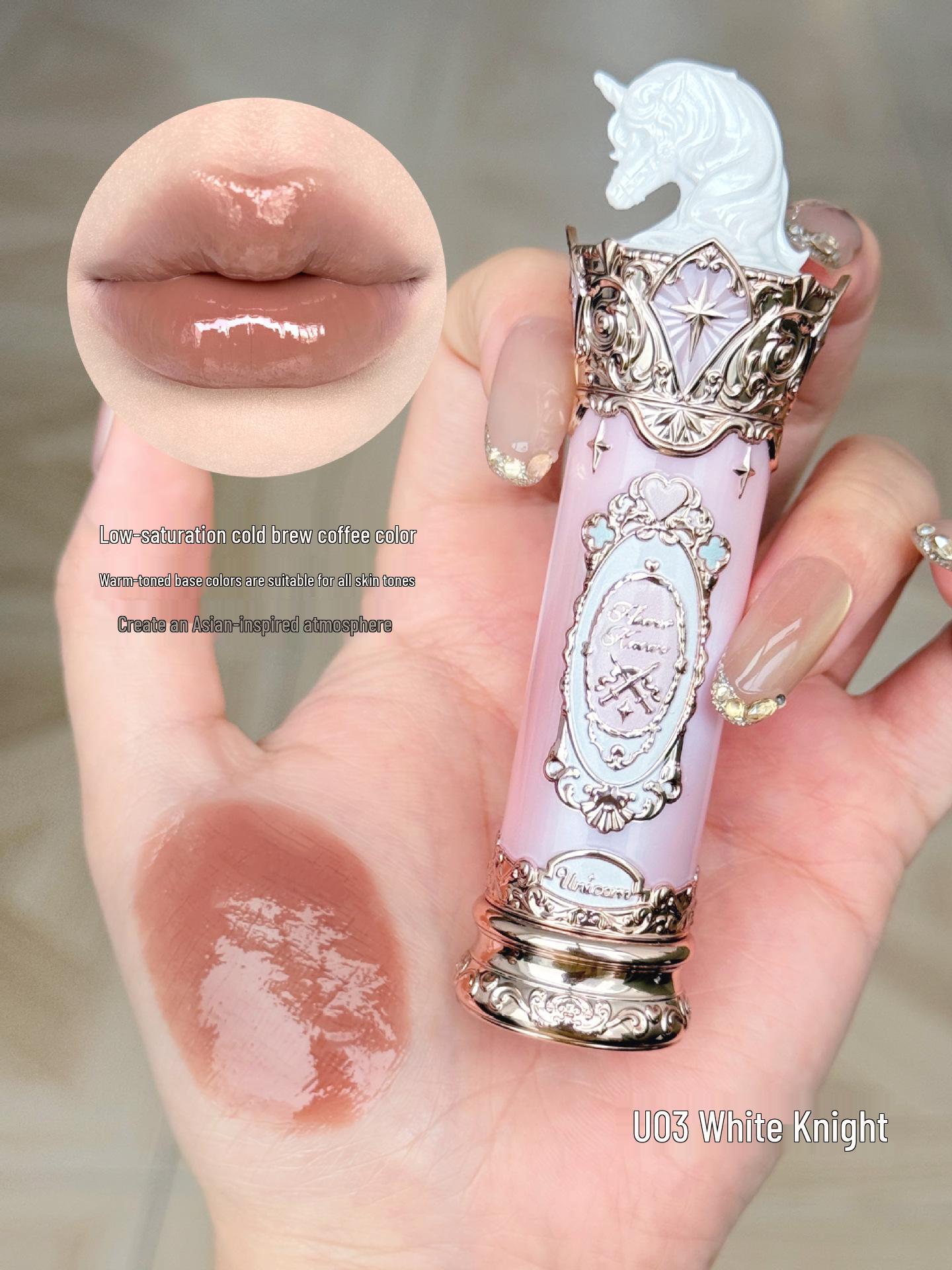 Hua Zhi Xiao Knight Unicorn Glossy Nude Lipstick: Long-lasting, Non-Sticky, Mirror Finish Lip Balm