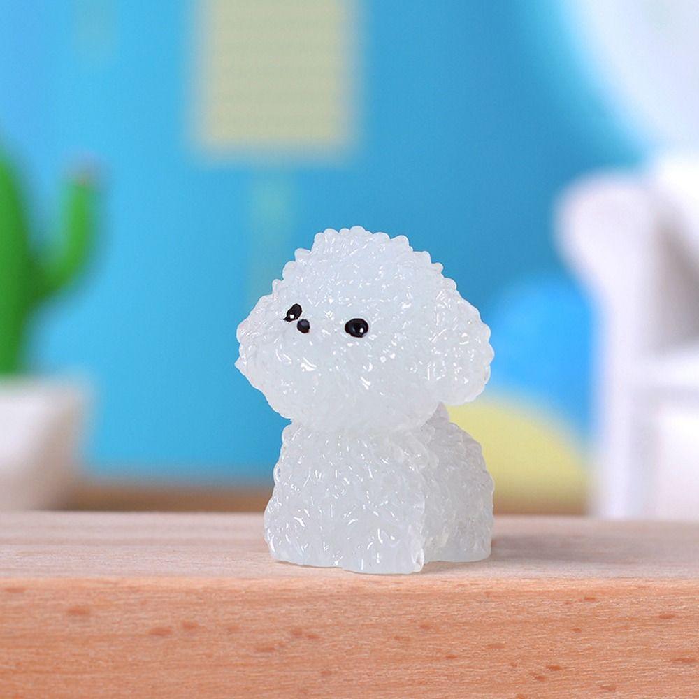 Handgefertigte Mini Leuchtende Pudel Hund Figuren Cartoon Mikro Landschaft Dekoration Haus