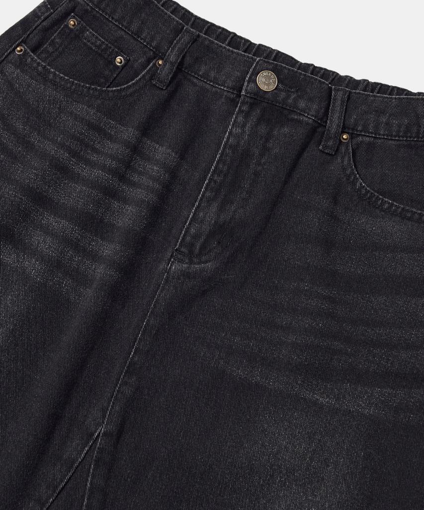 COLUMBIA UNIVERSITY Trajan Label Catwashed Denim Long Skirts_Black Jean