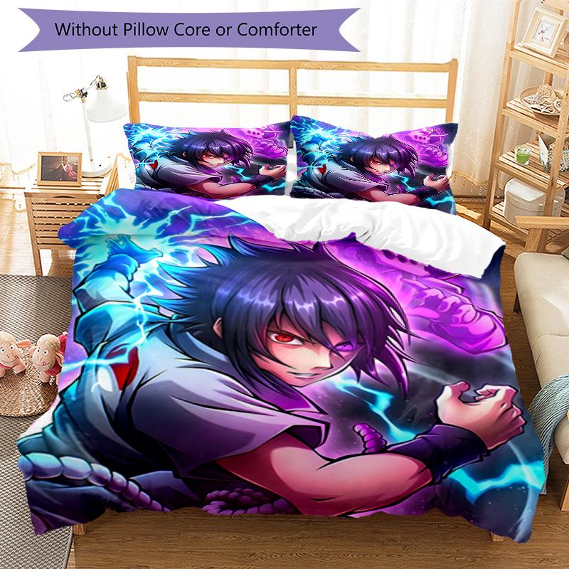 3pcs NARUTO Design Cover Set - HD Printed Bedding with 1 Cover and 2 Pillowcases - Perfect for Home and Dorm Decor