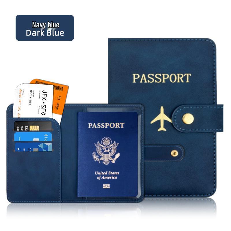 Hand-Stitched PU Leather Passport Holder with Buckle