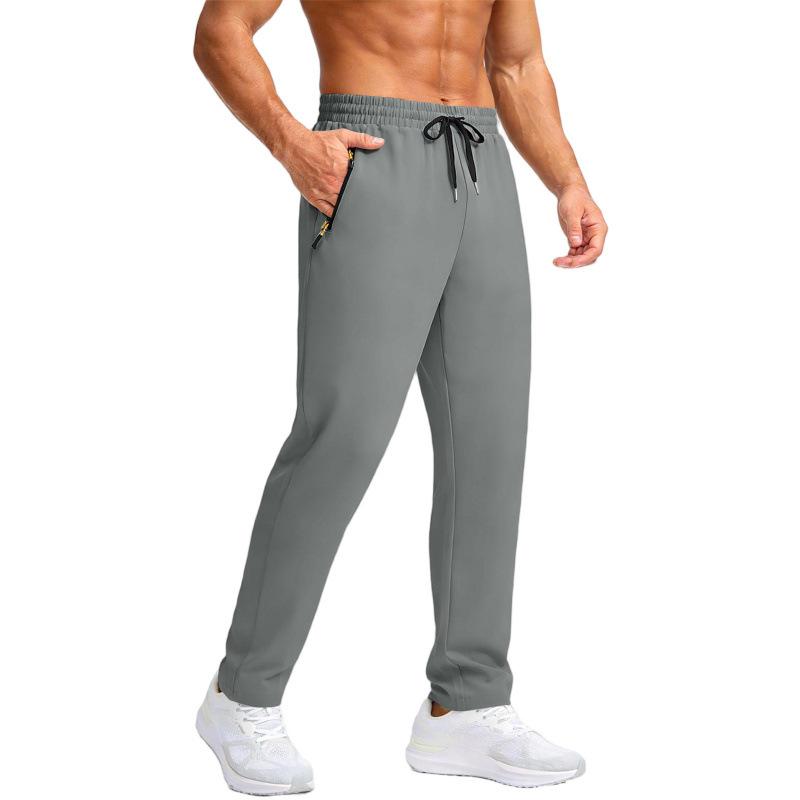 Mens Casual Breathable Solid Color Quick Dry Sports Long Pants