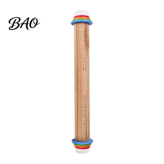Professional Baking Tools for Pastry Rolling Pin with Thickness Rings, Ergonomic Measurement Markings Kitchen Tool, Heavy Duty Dough Roller