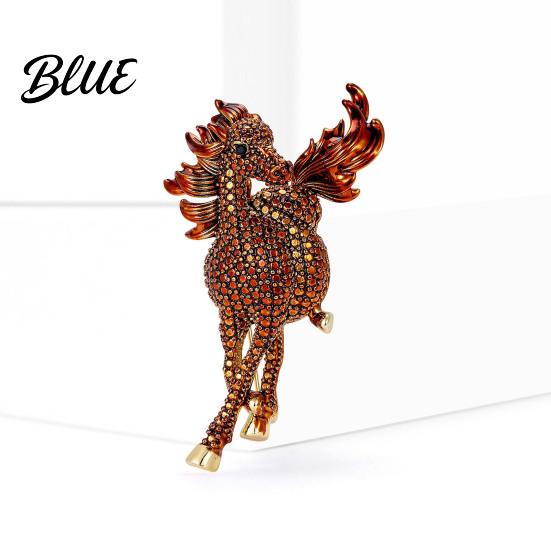 Romantic Horse Jewelry Gift Retro Style Brooch Sparkling Rhinestones Inlaid
