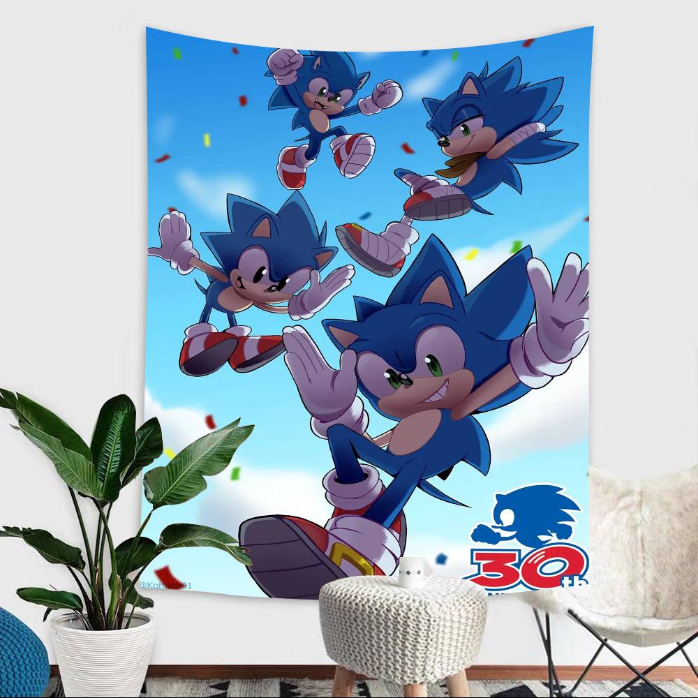 Classic Anime Sonic Characters Theme Background Party Decoration Baby Gifts Space Decoration Banner Children Photography Props