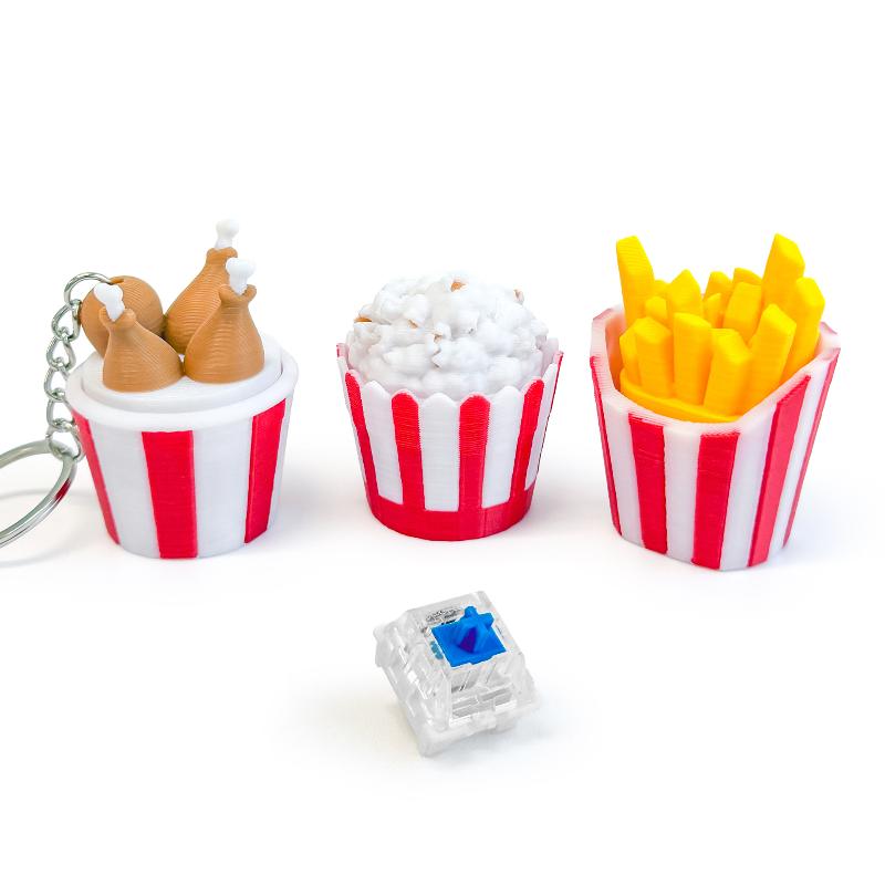 Food Shaped Keyboard Button Clicker Keychain Stress Relief Fidget Keyring Anxiety Relief Gift