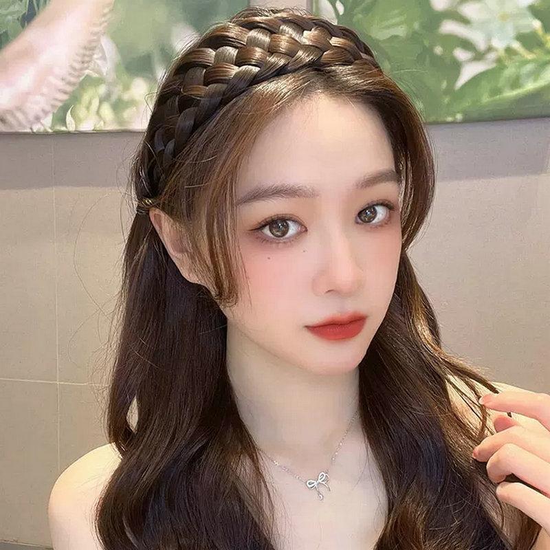 1PC Twist Wig Headbands For Women Wide Fishbone Braids Hairbands Handmade Head Hoop Hair Styling Headwear Accessories Gift