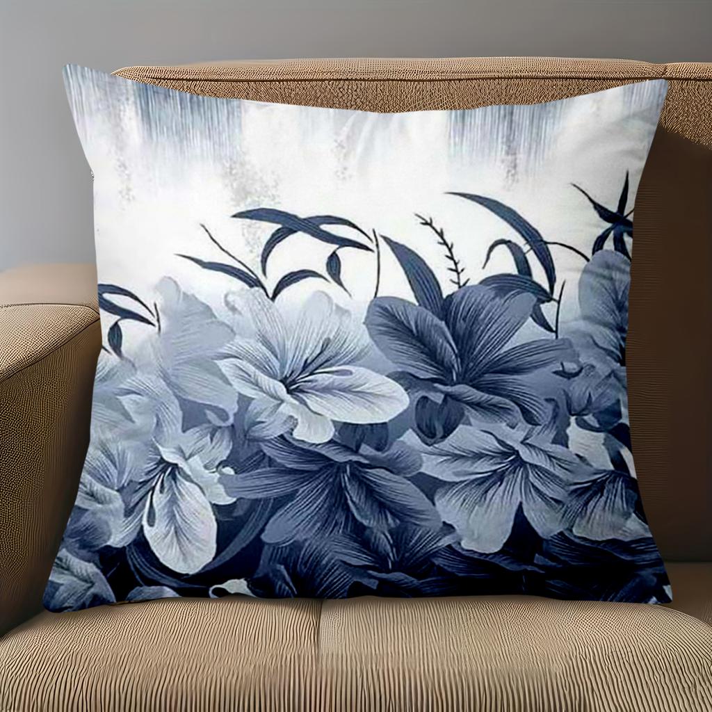 1 pieces -2D flat printing Blue and White Floral Patterned Decorative Throw Pillows Polyester pillowcase, sofa cushion cov
