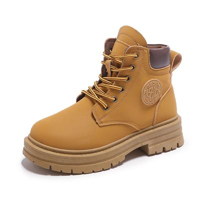 Fashion High Quality Women Leather Ankle Boots British Style Lady Comfortable Short Boots Anti-skid Sole Boot Thick Bottom Lace-up Shoes